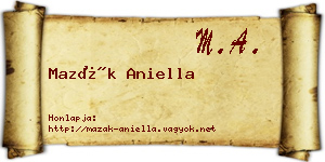 Mazák Aniella névjegykártya
